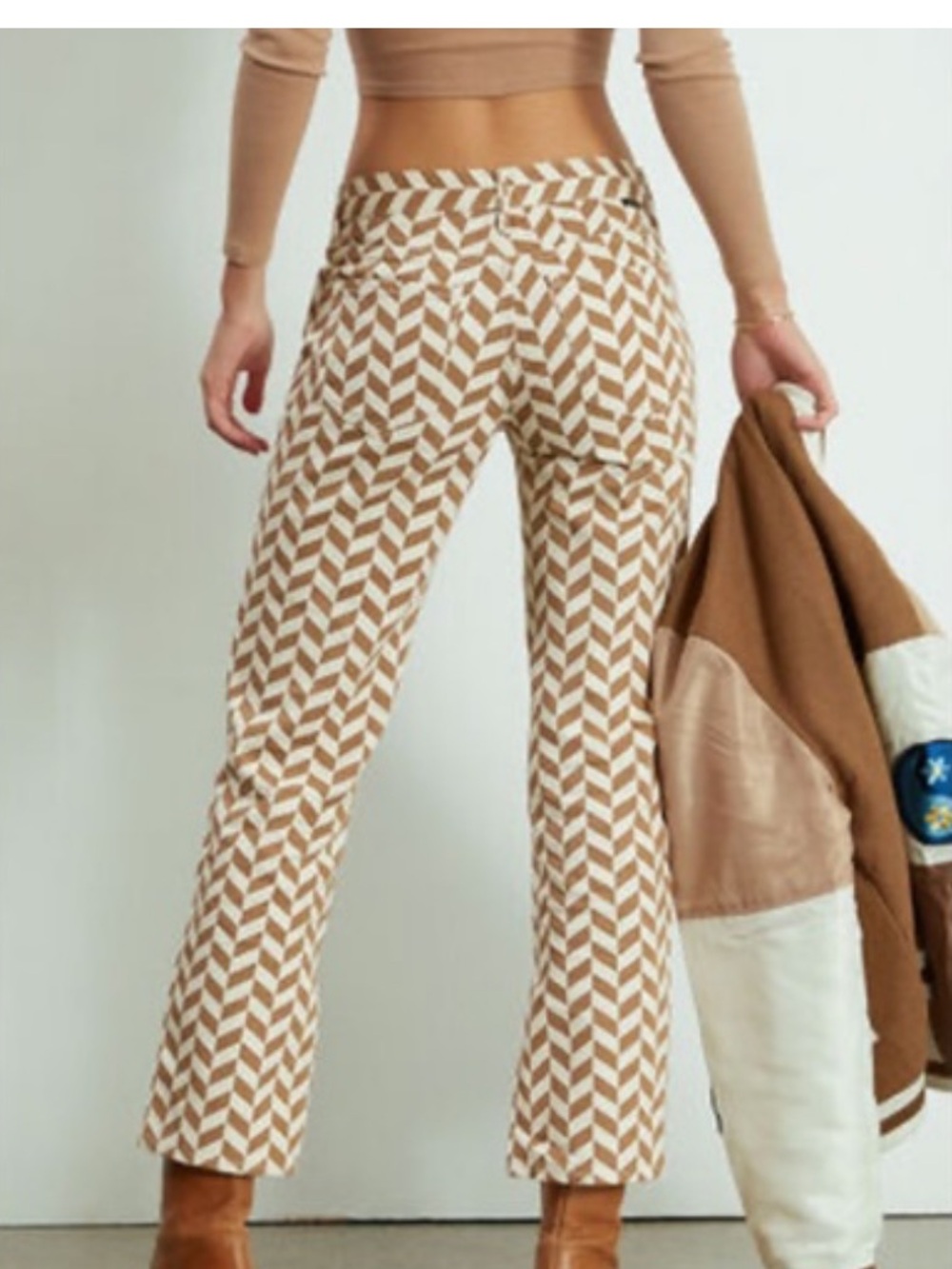 PacSun Brown & Cream Chevron Boot Flare Pants
